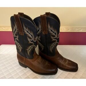 Masterson Boot Co Brown & Blue‎ Leather Mid-Calf Western Boots 9.5 #4706w